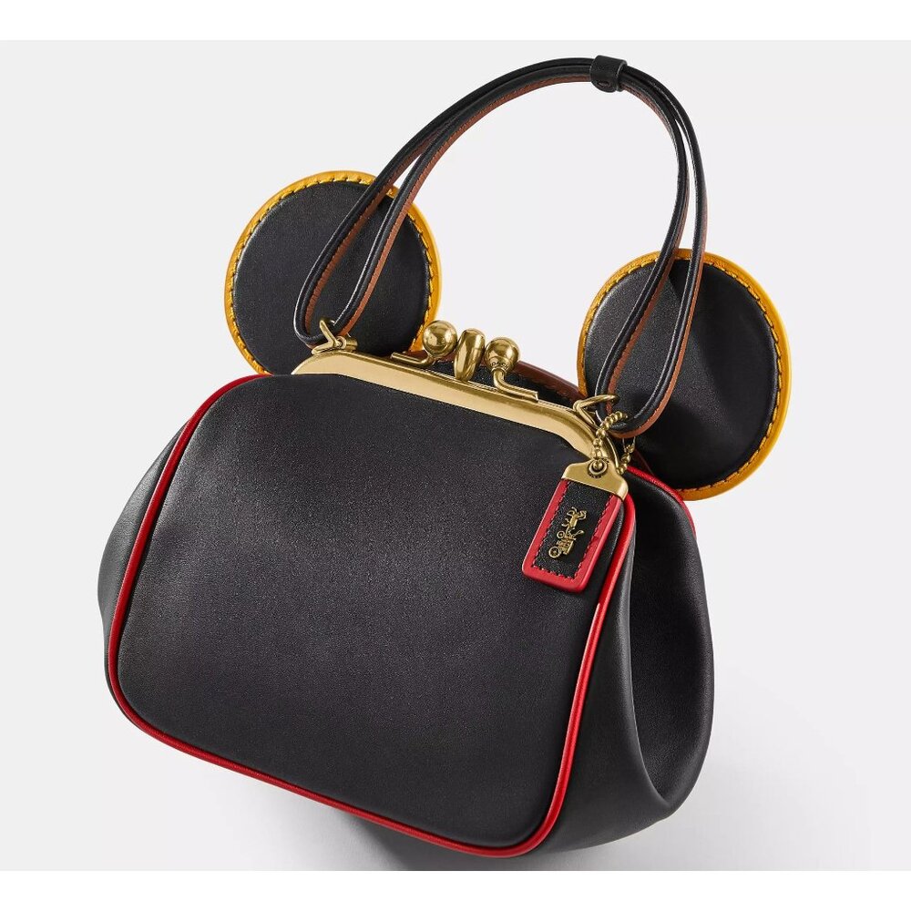 SOLD Coach X Disney Mickey Mouse Keith Haring Double Kisslock Leather Crossbody - Picture 2 of 11